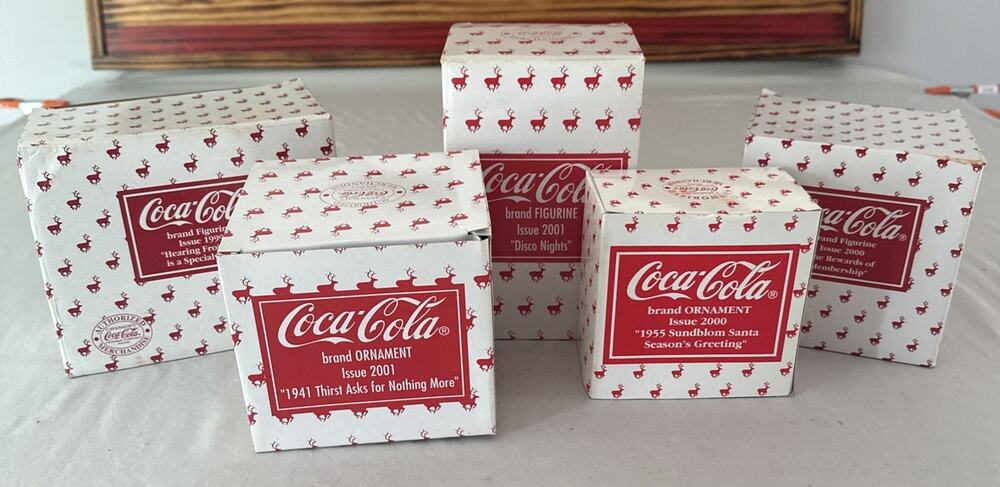 VTG Coke Coca Cola Cavanaghs Figurines Ornaments Member Only Lot Of 5 YR 99-01